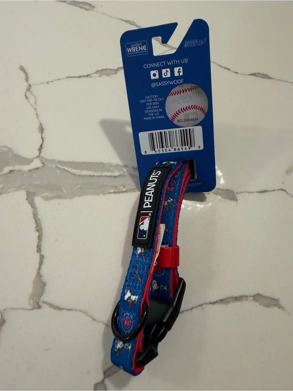 Peanuts Adjustable Collar with Snoopy Prints - Blue & Red NWT